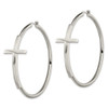 Lex & Lu Chisel Stainless Steel Polished Large Cross Hoop Earrings - 3 - Lex & Lu
