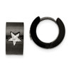 Lex & Lu Chisel Stainless Steel Black IP plated Star Hinged Hoop Earrings 13mm - Lex & Lu