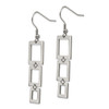 Lex & Lu Chisel Stainless Steel Rectangle Dangle Earrings 50mm - 3 - Lex & Lu