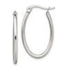 Lex & Lu Chisel Stainless Steel 18mm Diameter Oval Hoop Earrings 26mm - Lex & Lu