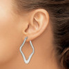 Lex & Lu Chisel Stainless Steel Polished Square Shaped Hoop Earrings 36mm - 4 - Lex & Lu
