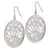 Lex & Lu Chisel Stainless Steel Flower Cutout Dangle Earrings 68mm - 3 - Lex & Lu