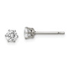 Lex & Lu Chisel Stainless Steel 4mm CZ Stud Earrings 5mm - Lex & Lu