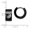 Lex & Lu Chisel Stainless Steel Yin Yang Blk IP Plated Hinged Hoop Earrings 9mm - 5 - Lex & Lu