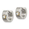 Lex & Lu Chisel Stainless Steel CZ & Yellow Plated Hinged Hoop Earrings 9mm - 3 - Lex & Lu