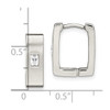 Lex & Lu Chisel Stainless Steel CZ Brushed & Polished Square Hinged Earrings 8mm - 5 - Lex & Lu