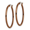 Lex & Lu Chisel Stainless Steel Brown IP plated 32mm Hoop Earrings 29mm - 3 - Lex & Lu