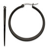 Lex & Lu Chisel Stainless Steel Black IP plated 34mm Hoop Earrings 35mm - Lex & Lu