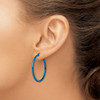 Lex & Lu Chisel Stainless Steel Blue IP plated 32mm Hoop Earrings 29mm - 4 - Lex & Lu