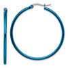 Lex & Lu Chisel Stainless Steel Blue IP plated 42mm Hoop Earrings 34mm - Lex & Lu