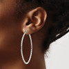 Lex & Lu Chisel Stainless Steel Textured Oval Hoop Earrings 52mm - 4 - Lex & Lu