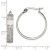 Lex & Lu Chisel Stainless Steel Textured Hoop Earrings 25mm - 5 - Lex & Lu