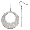 Lex & Lu Chisel Stainless Steel Textured Circle Dangle Earrings 60mm - Lex & Lu