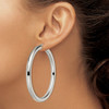 Lex & Lu Chisel Stainless Steel Polished Hoop Earrings 62mm - 4 - Lex & Lu