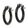 Lex & Lu Chisel Stainless Steel Black IP plated 15.5mm Hoop Earrings 15.5mm - 3 - Lex & Lu