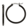 Lex & Lu Chisel Stainless Steel Black IP plated 26mm Hoop Earrings 26mm - Lex & Lu
