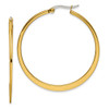 Lex & Lu Chisel Stainless Steel Gold IP plated Tapered 43mm Hoop Earrings 43mm - Lex & Lu