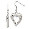 Lex & Lu Chisel Stainless Steel Polished Hearts Dangle Earrings 52mm - Lex & Lu