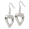 Lex & Lu Chisel Stainless Steel Polished Hearts Dangle Earrings 52mm - 3 - Lex & Lu