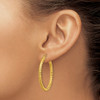 Lex & Lu Chisel Stainless Steel Yellow Plated Textured Hollow Hoop Earrings 35mm - 4 - Lex & Lu