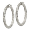 Lex & Lu Chisel Stainless Steel Textured Hollow Hoop Earrings 50mm LAL39027 - 3 - Lex & Lu