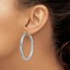 Lex & Lu Chisel Stainless Steel Textured Hollow Hoop Earrings 50mm LAL39027 - 4 - Lex & Lu