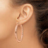Lex & Lu Chisel Stainless Steel Rose Plated Textured Hollow Hoop Earrings 50mm - 4 - Lex & Lu