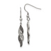 Lex & Lu Chisel Stainless Steel Antiqued CZ Shepherd Hook Earrings 47mm - Lex & Lu