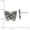 Lex & Lu Chisel Stainless Steel Butterfly Marcasite Post Earrings 15mm - 5 - Lex & Lu