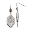 Lex & Lu Chisel Stainless Steel Polished Smoky Quartz Feather Earrings - Lex & Lu