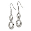 Lex & Lu Chisel Stainless Steel Polished Circle Shepherd Hook Dangle Earrings - 3 - Lex & Lu