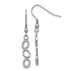 Lex & Lu Chisel Stainless Steel Polished CZ Shepherd Hook Earrings - Lex & Lu