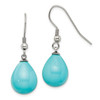 Lex & Lu Chisel Stainless Steel Blue Shell Bead Polished Dangle Earrings - Lex & Lu