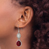 Lex & Lu Chisel Stainless Steel Red Glass Polished Shepherd Hook Earrings - 4 - Lex & Lu