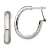 Lex & Lu Chisel Stainless Steel Polished Omega Back Hoop Earrings - Lex & Lu