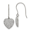 Lex & Lu Chisel Stainless Steel w/Preciosa Crystal Heart Dangle Earrings - Lex & Lu