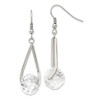 Lex & Lu Chisel Stainless Steel Polished Glass Shepherd Hook Earrings - Lex & Lu