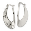 Lex & Lu Chisel Stainless Steel Polished and Textured Half Circles Hoop Earrings - 3 - Lex & Lu