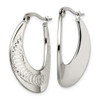 Lex & Lu Chisel Stainless Steel Polished and Textured Swirl Hoop Earrings - 3 - Lex & Lu