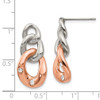 Lex & Lu Chisel Stainless Steel w/Rose IP Loop Crystal Dangle Post Earrings - 5 - Lex & Lu