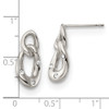 Lex & Lu Chisel Stainless Steel Polished Two Loop 3 Crystal Dangle Earrings - 5 - Lex & Lu