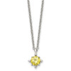 Lex & Lu Chisel Stainless Steel Yellow CZ Pendant 18'' Necklace - Lex & Lu