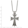 Lex & Lu Chisel Stainless Steel Polished & Antiqued Cross Necklace 24'' LAL39432 - 3 - Lex & Lu