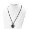 Lex & Lu Chisel Stainless Steel Antiqued & Textured Skull Necklace 24'' - 4 - Lex & Lu