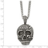 Lex & Lu Chisel Stainless Steel Antiqued & Textured Skull Necklace 24'' - 5 - Lex & Lu