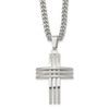 Lex & Lu Chisel Stainless Steel Cross Necklace 24'' - Lex & Lu