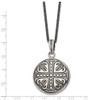 Lex & Lu Chisel Stainless Steel Polished & Antiqued Cross Circle 22'' Necklace - 3 - Lex & Lu