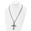 Lex & Lu Chisel Stainless Steel Cross w/Synthetic Blk Agate Necklace 24'' - 4 - Lex & Lu