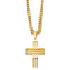 Lex & Lu Chisel Stainless Steel Gold Plated Cross Pendant Necklace 24'' - 3 - Lex & Lu