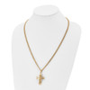 Lex & Lu Chisel Stainless Steel Gold Plated Cross Pendant Necklace 24'' - 4 - Lex & Lu